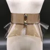 Fashion Women Transparent Wide Belt Laser Colourful PVC Waist Corset Cummerbund Lrregular Pleated Clear Belts For Dress 240109