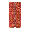 Women Socks Retro Floral Stockings Men Red Flowers Print Comfortable Trendy Outdoor Sports Non-Slip Custom Gift