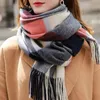 100 véritable laine hiver femmes Plaid cachemire écharpe à carreaux foulards femme treillis grand châle et enveloppes chaud Pashmina pour dames 240108