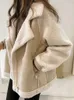 Fashion Jacket Spring Winter Lapel Lamb Cashmere Warm Casual Street Style Korean Thick Coat Top in Outerwears Women Clothing 240108