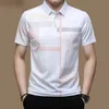 Polo da uomo Business Casual Estate Maniche corte Top Modello Stampa Bottone T Shirt Abiti larghi Moda Polo T Shirt 240109