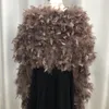 Foulards Femmes Véritable Autruche Plume De Fourrure Châle Hiver Fluffy Wraps Femme De Mariage Cape Chaud Longue Écharpe