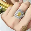 Cluster Rings Delicate Classic Sterling 925 Silver Ring Full of Cubic Zirconia Zircon Flower Rings for Women Cushion Lab Diamond Jewelry Gift YQ240109