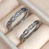 Clusterringen Huitan Hoogwaardige zilveren kleur vingerring voor liefhebbers Eenvoudige stijlvolle kettingbanden Paar cadeau Dames Heren Trendy sieraden