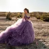 Casual Dresses Grape Purple One Shoulder Garden Women Gowns Glitter Crystal Sequins Tulle Dress Puffy A-line Floor Length Long Evening