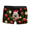 Shorts Natal 3d impresso roupa íntima masculina respirável confortável boneco de neve elegante cintura média