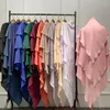 Abbigliamento etnico Moda Musulmana Volant a tre strati Sciarpa Khimar Hijab Donna Abaya Dubai Turbante turco Avvolgere Malesia Scialli marocchini