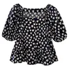 Damestruien 2024 All Match Koreaanse mode-shirt Dames Zomerprint Casual Polka Dot-blouse met korte mouwen