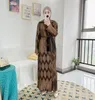 Abbigliamento etnico Ultimo abito lungo plissettato elastico islamico con motivo geometrico Abaya femminile musulmano interno