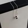 Pendentifs 925 collier en argent Sterling coeur amour Cube noir émail Punk géométrique pour femmes fille bijoux cadeau goutte en gros