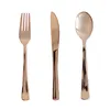 Party Decoration Gold/Rose Gold Plastic Knife Fork Spoon Dinnerware For Wedding Birthday Grand Event Baby Shower Home Sets