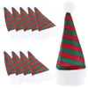 Kitchen Storage 10pcs Mini Santa Hat Cup Bottle Cover Christmas Hats Silverware Holders Xmas Cutlery Holder