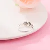 Klusterringar Fashion Female Triple Pansy Flower Ring Clear Stone Sterling Silver Jewelry for Woman Party Proposal 2024 Spring