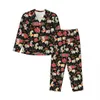 Floral Horse Sleepwear Spring Animal Lover Horses Cool Funny Casual Oversized Pajama Sets Womens Long Sleeve Y2K Daily Nightwear 240108