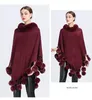 Poncho écharpe boule de fourrure décoration châle Faux col femmes Cape frangée asymétrique couverture diamant 240108