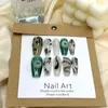 False Nails Misskitty Handmade Press-on Ancient Style Simulated Snakes Peace Mid-Length Ink Painting Na