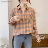 Women's Blouses Shirts Elegant Design Style Plaid Shirt Women 2023 New Spring Autumn Casual Womens Blouses and Tops Ladies Loose Long Sleeve BlouseL240109