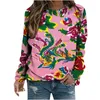 Kvinnors hoodies casual Loose Print Plush Sweatshirt Pullover Women mode O-Neck Lång ärm 2024 Autumn Winter Warm 3D Tops Femme