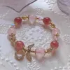 Link pulseiras natural semente em pó morango cristal pulseira design original amor caligrafia flor de pêssego presente sorte