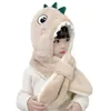 Doit dinossauro dos desenhos animados crianças chapéus de inverno gorros conjunto crianças criança malha chapéu de pele cachecol meninos meninas earflap bonés 240108