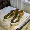 Złote cekinowe mokasyny dla mężczyzn 2023 Ręcznie robione gęste obcasowe komfort leniwe mieszkania swobodne buty