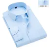 Men's Dress Shirts Plus Size S To 8xl Formal For Men Striped Long Sleeved Non-iron Slim Fit Solid Twill Social Man's Clothing