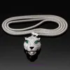 Modebildäcks designer halsband hjärtvind temperament smaragd diamant inlagd leopard huvud halsband överdrivna modemän lång med originallåda