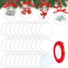 Keychains 30Pcs/Set Clear Acrylic Christmas Ornaments Blank Round Hanging Tree Tags With Ribbon