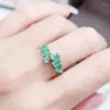 Cluster Ringen Natuurlijke Echte Groene Smaragd Ring Luxe Stijl 925 Sterling Zilver 0.25ct 6 Stuks Edelsteen Fijne Sieraden L231284