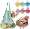 Sacchetti di generi alimentari riutilizzabili rosa Sacchetti di prodotti in rete di cotone Ecologia Mercato String Net Shopping Tote Bag Cucina Frutta Verdura Borsa appesa7139585