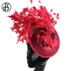 Bérets FS Fascinators Chapeau De Mariage De Mariée Fleur Élégant Pilulier Chapeaux Pour Femmes Cap Lady Cocktail Tea Party Fedoras