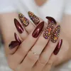 False Nails 3D Rhinestone Luxery Extra Long Stiletto Tips Pointed Sharp Stilettos Fake Nail Marble Pink Gel Press On