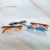 本物のバッファローホーンサングラスカーターデザイナー男性と女性のためのリムレスサングラス新しいダイヤモンドカットシェードアイウェアメガネ
