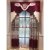 European Red Hollow Embroidered Chenille Luxury Curtain for Living Room Bedroom Dining Tulle Valance Window Blackout Wedding 240109