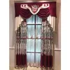 Europeu vermelho oco bordado chenille cortina de luxo para sala estar quarto jantar tule valance janela blackout casamento 240109