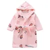 Children Flannel Bathrobe Cartoon Hoodies Printing Home Fleece Pajamas Baby Kids Sleepwear Boys Girl Robes Autumn Winter 240108