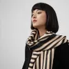 Autumn Winter New Striped Fashion Cashmere Double Sided Scarf, Simple and Fashionable Color Matching Warm Shawl, Thickened Tassel Neck for