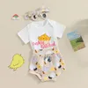 Kledingsets Baby Girl Easter-outfit Uitgebraden vers boerderij Chick Shorts Bloomers Bummies Bow Leuke zomerkleding Set 0-18m