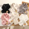 Bandanas Korean Boys Girls Winter Thick Plush Cross Children's Scarf Baby Bib Cute Cartoon Faux Fur Neck Protection Warm Shawl