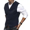 Mäns västar män formell kostym Vest Business Style Single-Breasted Solid Color Sleeveless for Groom Wedding Banket Slim Fit