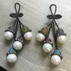 Kolczyki Dangle Bilincolor Big White Pearl Flower Ceds for Women