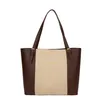 Женская сумка-тоут из искусственной кожи контрастного цвета с вышивкой в стиле ретро, модная рабочая портативная сумка на одно плечо для женщин и девочек, сумка для покупок FMT-4341