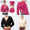 AL-0038 Abrigo de Yoga informal con cremallera para mujer, chaqueta deportiva de diseño corto, abrigo deportivo para mujer