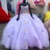 Lavender Off the Shoulder Quinceanera Dresses for Sweet 16 Year Old Ball Gown Lace Appliques Tull Princess Vestidos De 15 Anos