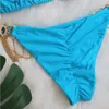 Sky Mavi Seksi Bikinis Mayo Rhinestones ile Kadın Mayo Kadın Push Up Bikini Beach Yüzme Giyim Mayo Takımları Havuz Bather 240109