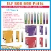 Autentisk Elf Box 600 Puff E Cigaretter 2 ml POD 2% 5% Nivå 450mAh Batteris Puffs 600 engångspenna