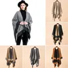 Kobiety Zima Faux Cashmere Grustowana Ponchos Knofry długie modne ciepłe opakowania Elegancka batwing Cardigan Cape Coat 240108