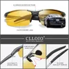 CLLOIO Top Anti Day Night Vision Glasses Men Driving Polarized Sunglasses Aluminum Rimless Pochromic Riding Goggles UV 240109