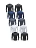 T-shirt à manches longues pour hommes, Compression, Fitness, sport, course, élastique, séchage rapide, col rond, haut de basket-ball, Base