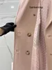 Casaco de luxo maxmaras 101801 casaco de lã pura clássico fumaça rosa duplo breasted cashmere casaco fino ajuste e engrossado longo outwear